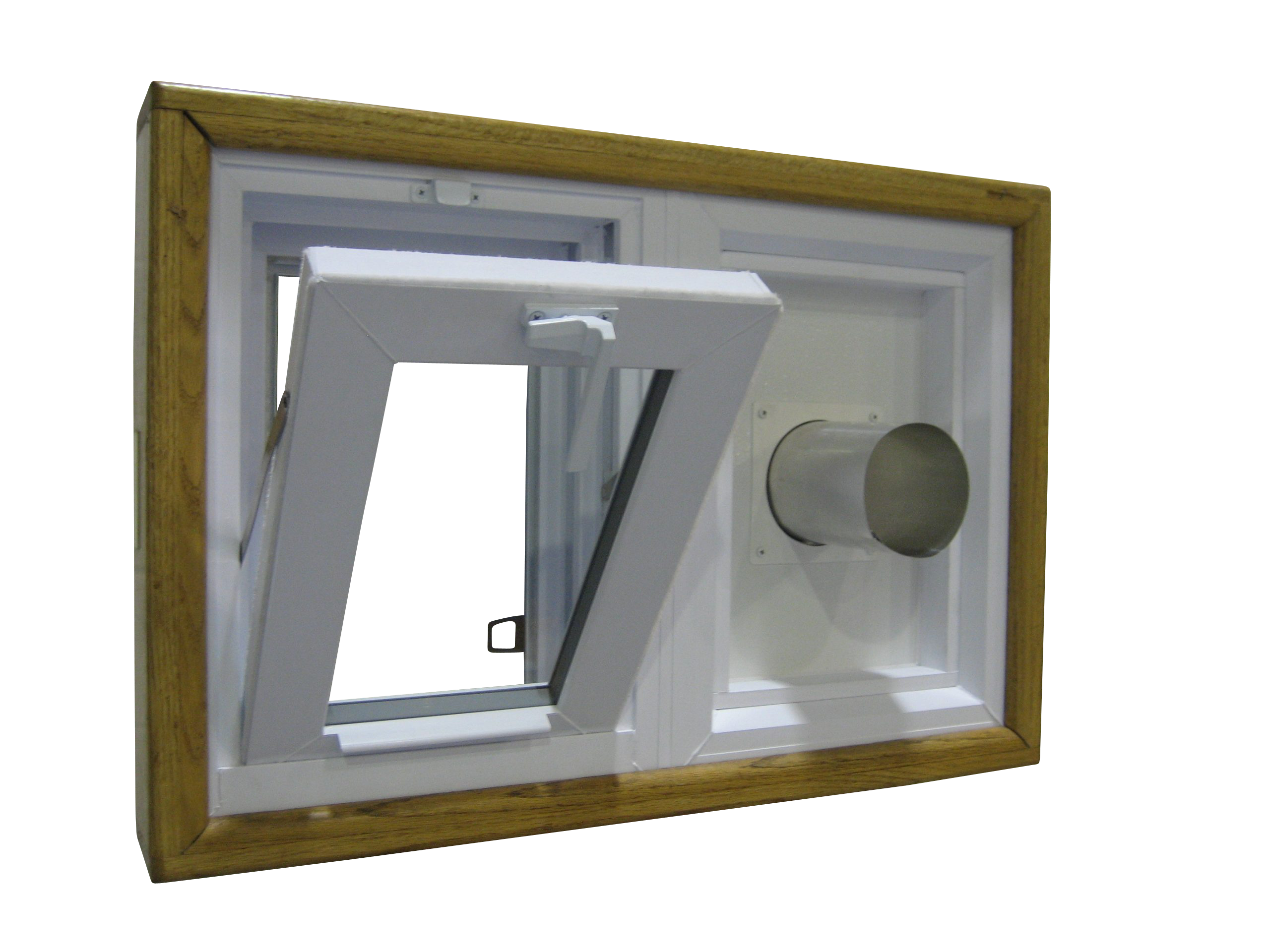 Hopper Window With Dryer Vent