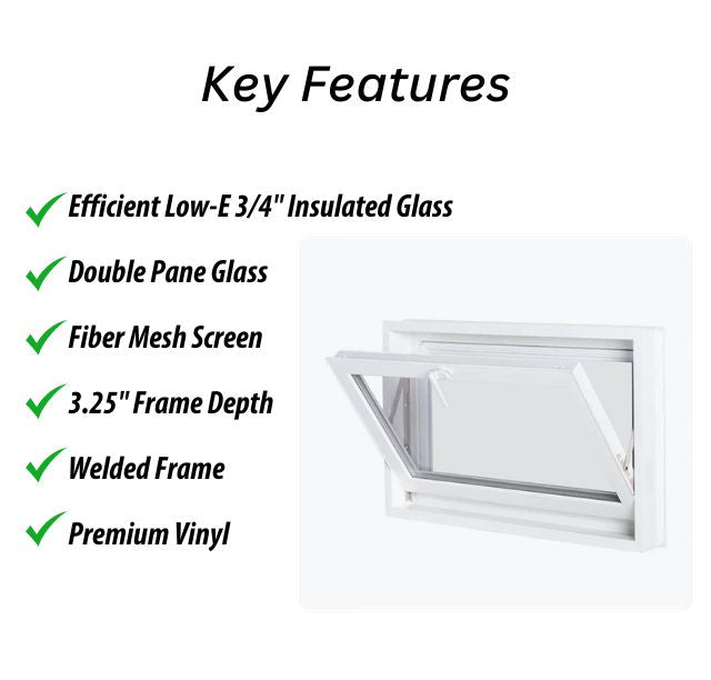 Basement Hopper Window - with Double Pane Low-E Glass